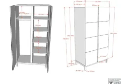 Vipack Kleiderschrank »in modernem Design, Türen mit Profilfräsung, pflegeleichter Oberfläche« mit 2 Drehtüren inkl. Soft-Close, Wäschefächer, Ausf. weiß lackiert