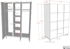 Vipack Kleiderschrank »in modernem Design, Türen mit Profilfräsung, pflegeleichter Oberfläche« mit 3 Drehtüren inkl. Soft-Close, Wäschwfächer, Ausf. weiß lackiert