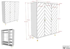Vipack Kleiderschrank Made in Europe,mit 3 Drehtüren bietet viel Stauraum, Rillenprofil-Optik, Ausf. weiß
