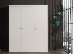 Vipack Kleiderschrank Made in Europe,Kleiderschrank mit 3 Türen, bietet viel Stauraum, Ausf. Weiß lackiert