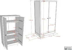 Vipack Kleiderschrank »mit viel Stauraum, Facheinteilung, hochwertig und stabil gebaut« B/H/T ca. 100x190x55cm,Türen mit Soft-Close, Buche massiv weiß lackiert