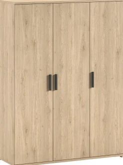 Vipack Kleiderschrank »SAM mit 3 Drehtüren, 1 Kleiderstange, 7 Fächer, universell einsetzbar« (B/H/T ca. 150,5x199,2x59 cm) Türen mit Soft-Close,Pflegeleichte Oberfläche in Eiche Dekor