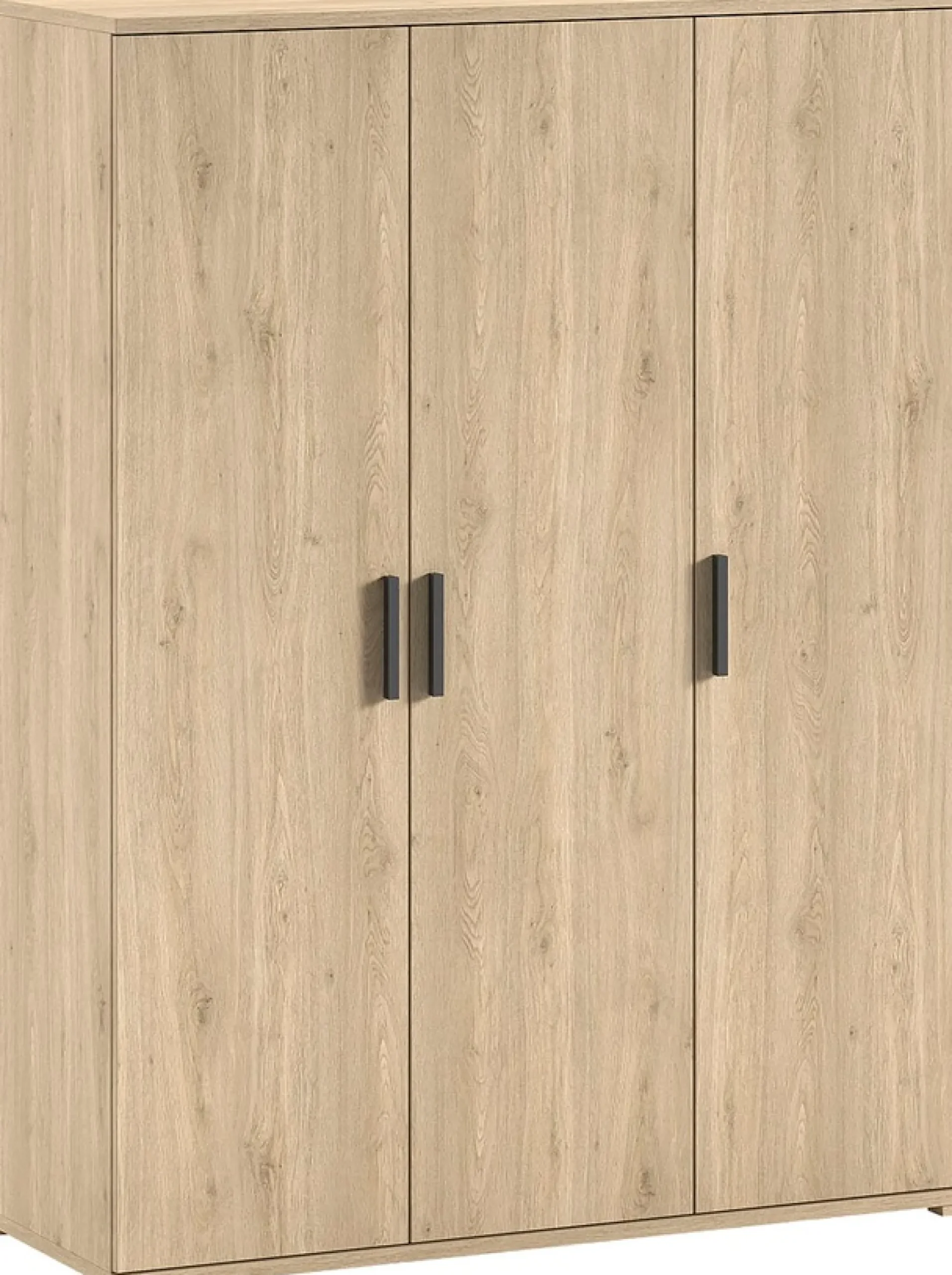 Vipack Kleiderschrank »SAM mit 3 Drehtüren, 1 Kleiderstange, 7 Fächer, universell einsetzbar« (B/H/T ca. 150,5x199,2x59 cm) Türen mit Soft-Close,Pflegeleichte Oberfläche in Eiche Dekor