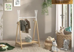 Vipack Kleiderständer »Kiddy, die ideale Hängemöglichkeit für das Kinderzimmer« mit Hängemöglichkeit und Schuhablage, Kiefermassiv natur/weiß