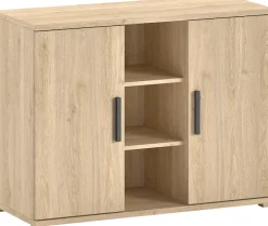 Vipack Kombikommode »SAM mit 2 Drehtüren, dahinter je 1 Fachboden, universell einsetzbar« (B/H/T ca. 115,5x89x48 cm) Türen mit Soft-Close, 3 offen Fächer,Pflegeleichte Oberfläche in Eiche Dekor