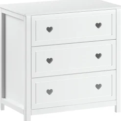 Vipack Kommode »Amori, 3 geräumige Schubladen mit Soft-Close« B/H/T ca. 90x89x76cm, Fronten mit verspieltem Herz-Ornament,bieten viel Stauraum, weiß lackiert