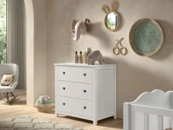 Vipack Kommode »Amori, 3 geräumige Schubladen mit Soft-Close« B/H/T ca. 90x89x76cm, Fronten mit verspieltem Herz-Ornament,bieten viel Stauraum, weiß lackiert