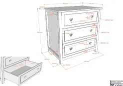 Vipack Kommode »Amori mit 3 geräumigen Schubladen, hier haben Sie alles griffbereit« 2 Stk. tlg. inkl. Wickelaufsatz aus massiver Kiefer, Kommode aus MDF weiß lackiert