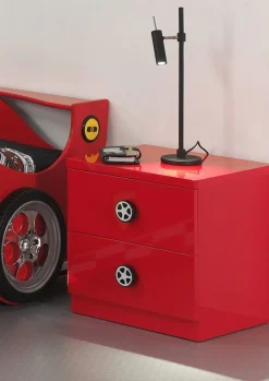 Vipack Nachtkommode »Monza, MDF glänzend rot lackiert, 2 Schubladen« B/H/T ca. 47x40x47cm, Griff mit Felgen-Optik,rechts oder links anstellbar