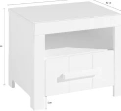 Vipack Nachtschrank Made in Europe,Nachtkonsole mit offenem Fach und 1 Schublade, Ausf. Weiß lackiert