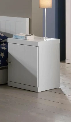 Vipack Nachtschrank Made in Europe,Nachtkonsole rechts oder links anstellbar, mit 1 Drehtür, Ausf. Weiß