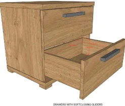 Vipack Nachtschrank »SAM mit 2 geräumigen Schubladen, universell einsetzbar« (B/H/T ca. 50x46,7x39 cm) Schubladen mit Soft-Close,Pflegeleichte Oberfläche in Eiche Dekor