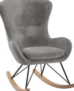 Vipack Schaukelsessel »Rocky, super bequemer Schaukelstuhl, runde zeitlose Formgebung« B/H/T ca. 76x101x110cm, Massivholz Kufen mit Bodenschutz,Sitzschale mit flauschigem Bouclè Stoff gepolstert, wahlweise 2 Farben