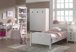 Vipack Schreibtisch »Amori, mit nostalgischer Herz-Optik, 2 Schubladen« B/H/T ca. 130x70/84x60cm, weiß lackiert mit Herz-Ausschnitten,große Schreibplatte, darunter 2 Schubladen für Schreibutensilien