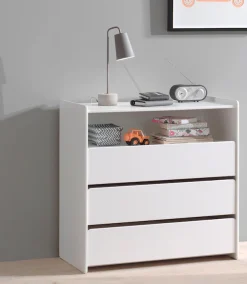 Vipack Schubkastenkommode »Kiddy, mit 3 geräumigen Schubladen und 1 offenen Fach« B/H/T ca. 90x92x47cm, Kanten gerundet, MDF weiß lackiert,Schubladen mit Soft-Close, universell einsetzbar