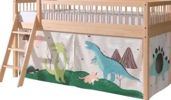 Vipack Spielbett »Forrest, Absturzschutz mit Sprossen-Optik, Pfostenstärken ca. 50x50mm« Buche natur lackiert, stabil und hochwertig gebaut, inkl. Lattenrost,90/200 cm, inkl. Vorhang-Set 3-tlg., Spielbereich unter dem Bett