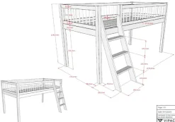 Vipack Spielbett »Forrest, Absturzschutz mit Sprossen-Optik, Pfostenstärken ca. 50x50mm« Buche natur lackiert, stabil und hochwertig gebaut, inkl. Lattenrost,90/200 cm, inkl. Vorhang-Set 3-tlg., Spielbereich unter dem Bett