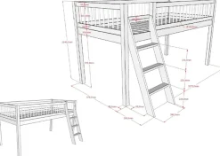 Vipack Spielbett »Forrest, Absturzschutz mit Sprossen-Optik, Pfostenstärken ca. 50x50mm« Buche natur lackiert, stabil und hochwertig gebaut, inkl. Lattenrost,90/200 cm, Spielbereich unter dem Bett, 2 Textil-Set´s zur Wahl