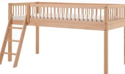 Vipack Spielbett »Forrest halbhoch mit Leiter und Absturzschutz in Sprossen-Optik« Liegefläche 90/200cm inkl. Massivholz Rolllattenrost,ideal für das Kinderzimmer, Buche massiv natur lackiert