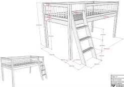 Vipack Spielbett »Forrest halbhoch mit Leiter und Absturzschutz in Sprossen-Optik« Liegefläche 90/200cm inkl. Massivholz Rolllattenrost,ideal für das Kinderzimmer, Buche massiv natur lackiert