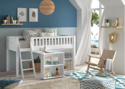 Vipack Spielbett Made in Europe,mit viel Funktion auf kleinem Raum, LF 90x200 cm, Kiefer weiß lackiert
