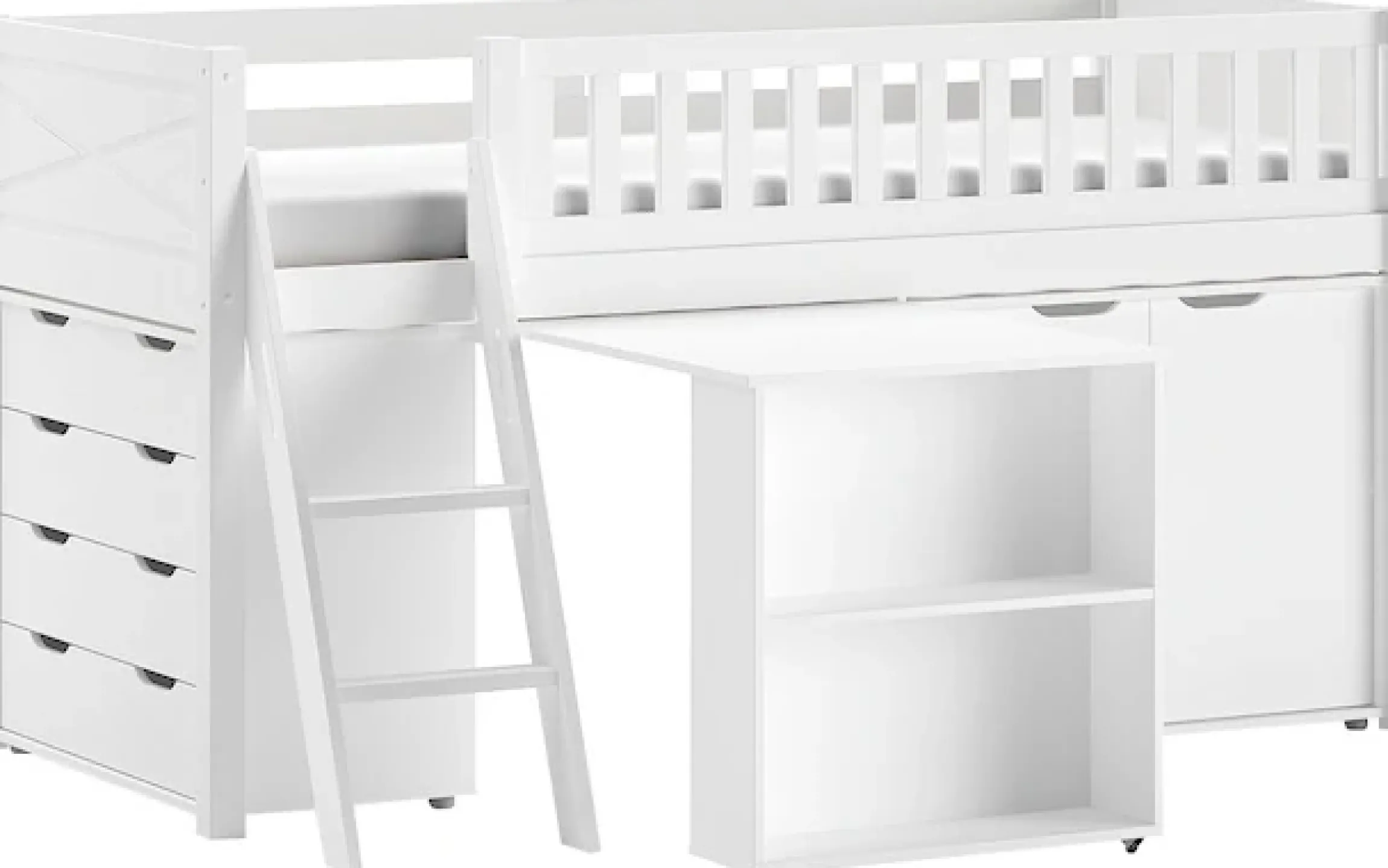 Vipack Spielbett Made in Europe,mit viel Funktion auf kleinem Raum, LF 90x200 cm, Kiefer weiß lackiert