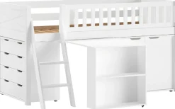 Vipack Spielbett Made in Europe,mit viel Funktion auf kleinem Raum, LF 90x200 cm, Kiefer weiß lackiert