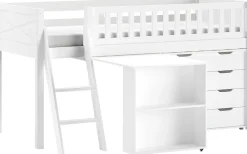 Vipack Spielbett Made in Europe,mit viel Funktion auf kleinem Raum, LF 90x200 cm, Kiefer weiß lackiert