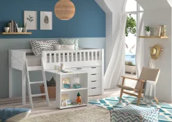 Vipack Spielbett Made in Europe,mit viel Funktion auf kleinem Raum, LF 90x200 cm, Kiefer weiß lackiert