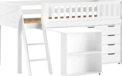 Vipack Spielbett Made in Europe,mit viel Funktion auf kleinem Raum, LF 90x200 cm, Kiefer weiß lackiert