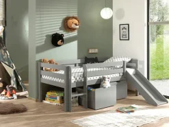 Vipack Spielbett »Pino, Kiefer massiv, mit Rolllattenrost, 2 Rollboxen, Made in Europe« B/H/T ca. 207,6x83x175cm, inkl. Leiter, Absturzschutz und Rutsche,wahlweise mit oder ohne Hängeregal, 2 Farben zur Auswahl