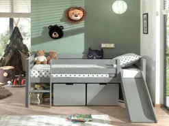 Vipack Spielbett »Pino, Kiefer massiv, mit Rolllattenrost, 2 Rollboxen, Made in Europe« B/H/T ca. 207,6x83x175cm, inkl. Leiter, Absturzschutz und Rutsche,wahlweise mit oder ohne Hängeregal, 2 Farben zur Auswahl