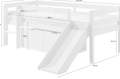 Vipack Spielbett »Pino, Kiefer massiv, mit Rolllattenrost, 2 Rollboxen, Made in Europe« B/H/T ca. 207,6x83x175cm, inkl. Leiter, Absturzschutz und Rutsche,wahlweise mit oder ohne Hängeregal, 2 Farben zur Auswahl
