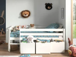 Vipack Spielbett »Pino, Kiefer massiv, mit Rolllattenrost, 3 Rollboxen, Made in Europe« B/H/T ca. 207,6x83x104,9cm, inkl. Leiter und Absturzschutz,wahlweise mit oder ohne Hängeregal, 2 Farben zur Auswahl