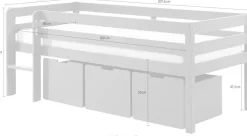 Vipack Spielbett »Pino, Kiefer massiv, mit Rolllattenrost, 3 Rollboxen, Made in Europe« B/H/T ca. 207,6x83x104,9cm, inkl. Leiter und Absturzschutz,wahlweise mit oder ohne Hängeregal, 2 Farben zur Auswahl