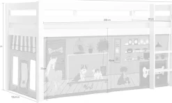 Vipack Spielbett »Pino, Kiefer massiv, mit Rolllattenrost u. Textil-Set, Made in Europe« B/H/T ca. 210x114x106cm, mit Leiter und Absturzschutz,verschiedene Textil Dessins, 3 Gestellfarben zur Wahl