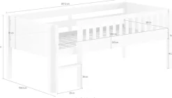Vipack Spielbett »Scott mit niedriger Einstiegshöhe, inkl. Leiter und Rolllattenrost« in Kiefer massiv, weiß 90x200 cm, wahlweise ohne und mit Rollboxen