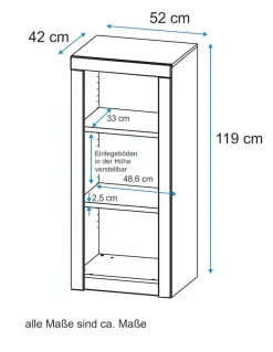 VOGL Möbelfabrik Aktenregal »Toronto« Breite 52cm bzw. 90cm, Made in Germany