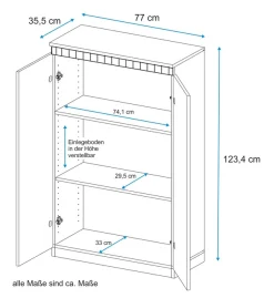 VOGL Möbelfabrik Aktenschrank »Hans« mit Metallgriffen, 3 große Fächer, Höhe 124 cm Made in Germany