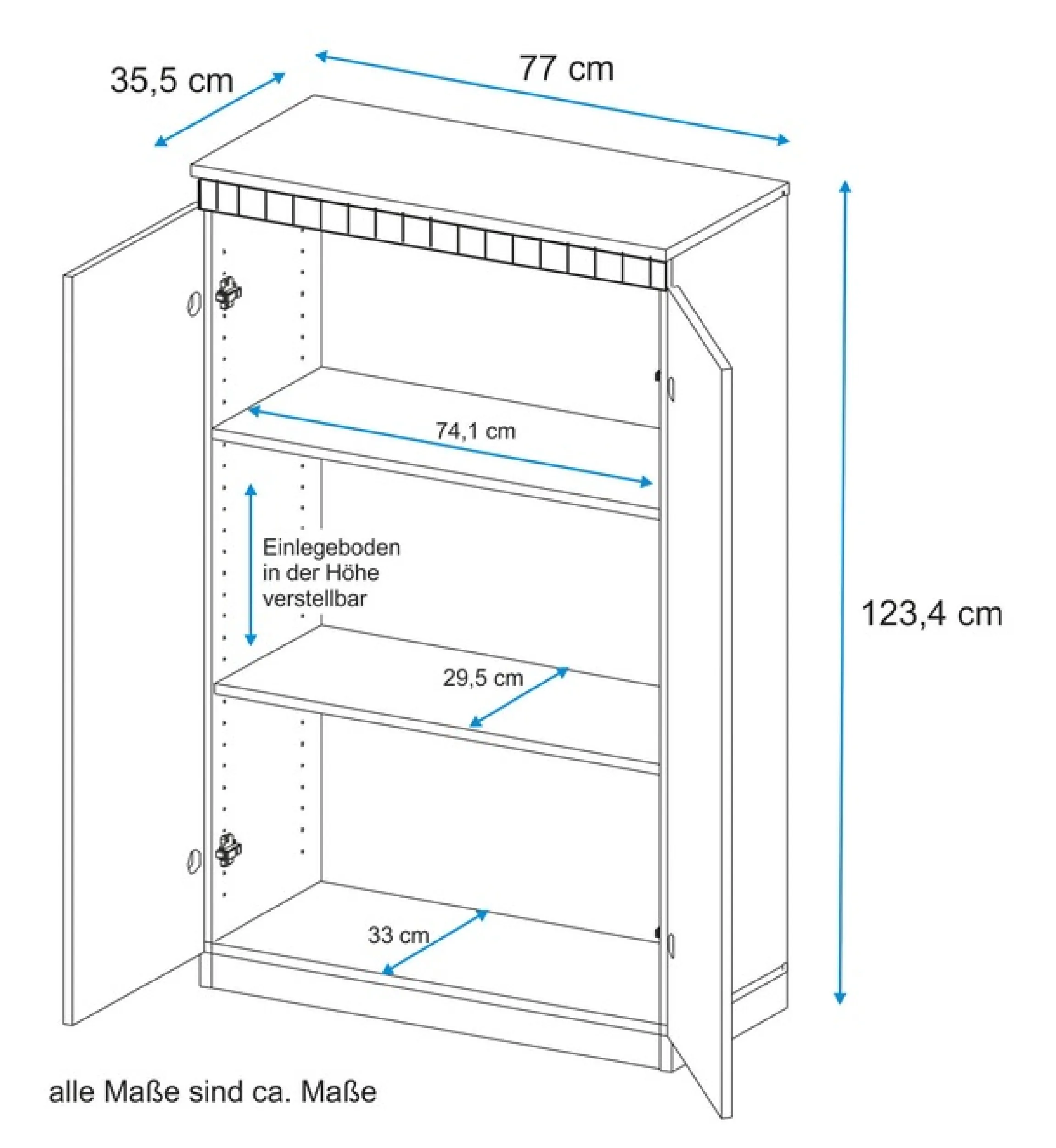VOGL Möbelfabrik Aktenschrank »Hans« mit Metallgriffen, 3 große Fächer, Höhe 124 cm Made in Germany