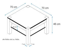 VOGL Möbelfabrik Couchtisch »Toronto« in 2 Größen, mit Ablageboden, teilmassiv, Höhe 46 cm, Made in Germany