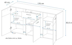 VOGL Möbelfabrik Kommode »Tirent« mit 2 Türen und 4 Schubkästen