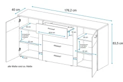 VOGL Möbelfabrik Kommode »Tirent« mit 2 Türen und 4 Schubkästen