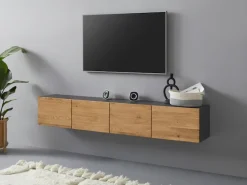 VOGL Möbelfabrik Lowboard »1237« Breite 184 cm, hängend und stehend, Front Eiche furniert