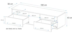 VOGL Möbelfabrik Lowboard Breite 160 cm mit Hirnholzelement
