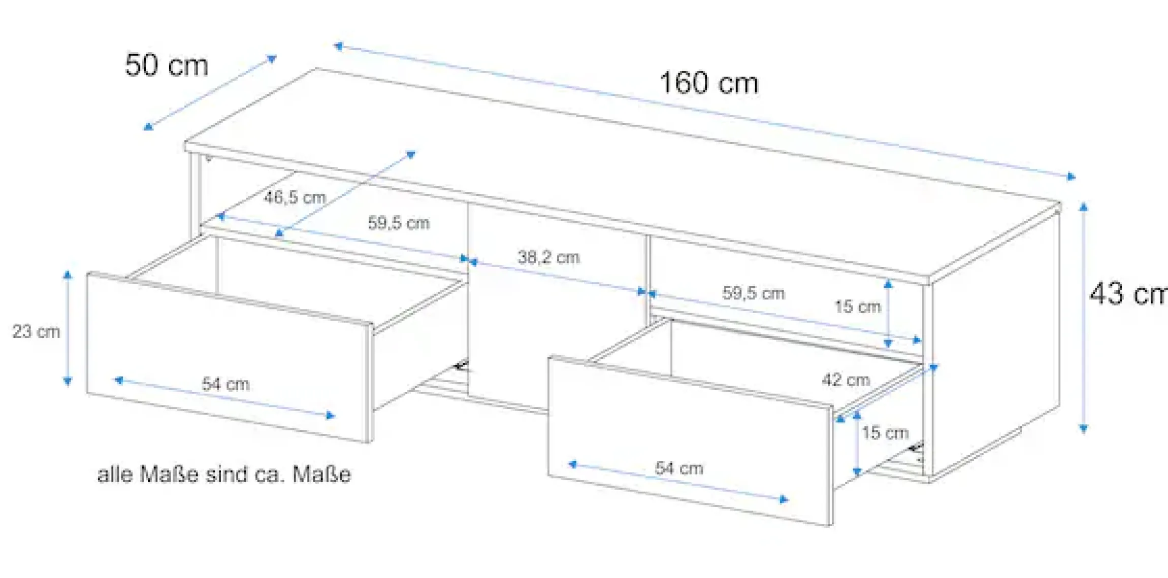 VOGL Möbelfabrik Lowboard Breite 160 cm mit Hirnholzelement