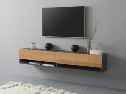 VOGL Möbelfabrik Lowboard »1237« Breite 184 cm, hängend und stehend, Front Eiche furniert