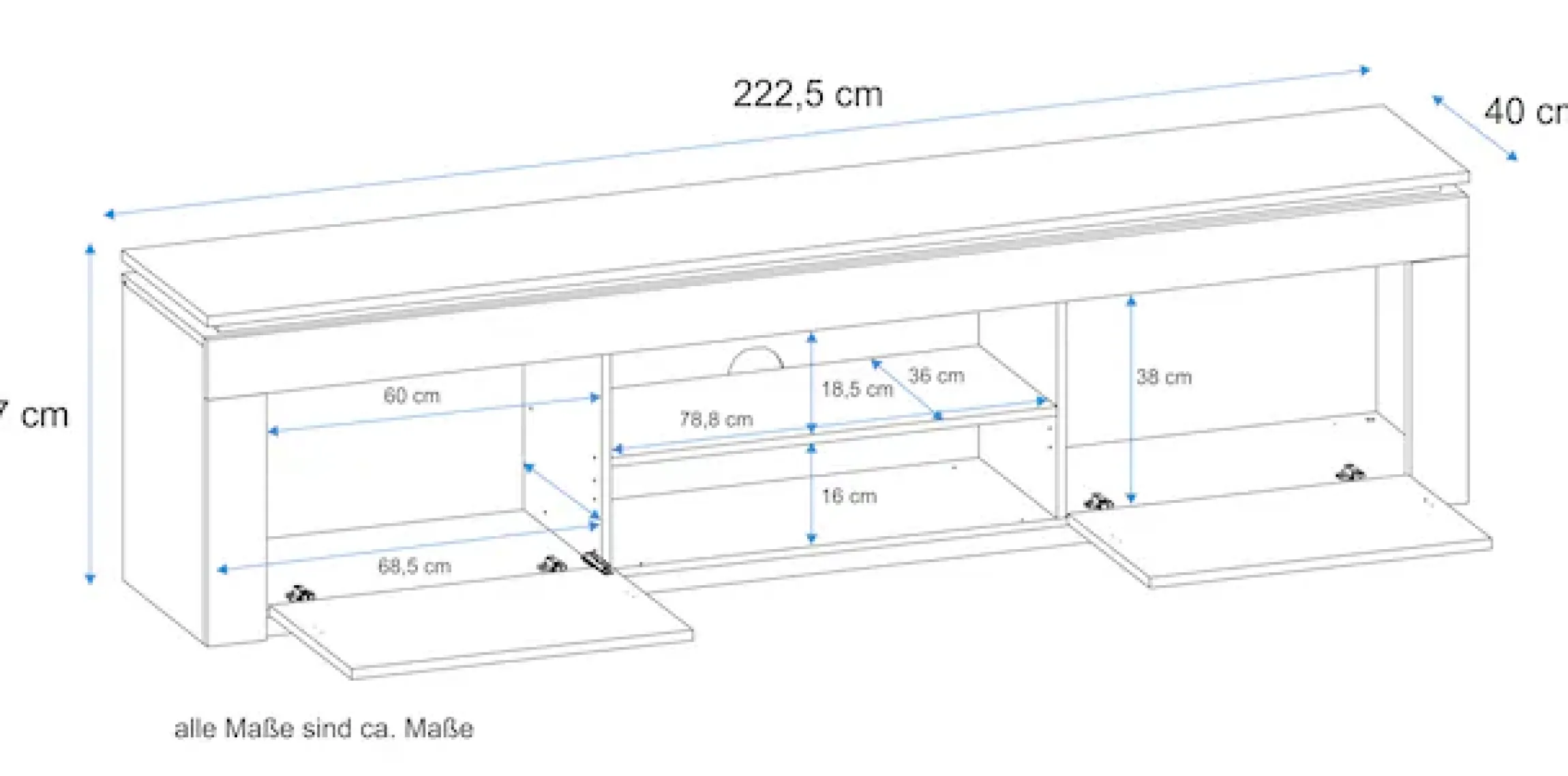 VOGL Möbelfabrik Lowboard Breite 222 cm