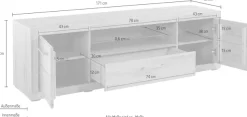 VOGL Möbelfabrik Lowboard »1237« Massivholzfront, Breite ca. 171 cm, mit Softclose Funktion