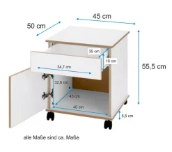 VOGL Möbelfabrik Rollcontainer »Trelle« Türen mit Soft-Close, Grifflose Optik